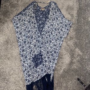 Democracy Blue & White Fringe Duster Size S